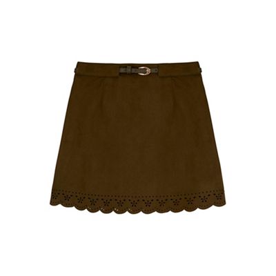 Yumi Girl Green Suedette Skirt With Belt